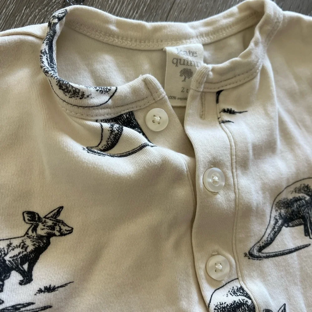 kate quinn Cream and Black Kangaroo Print Two-Piece Set - Picture 4 of 4